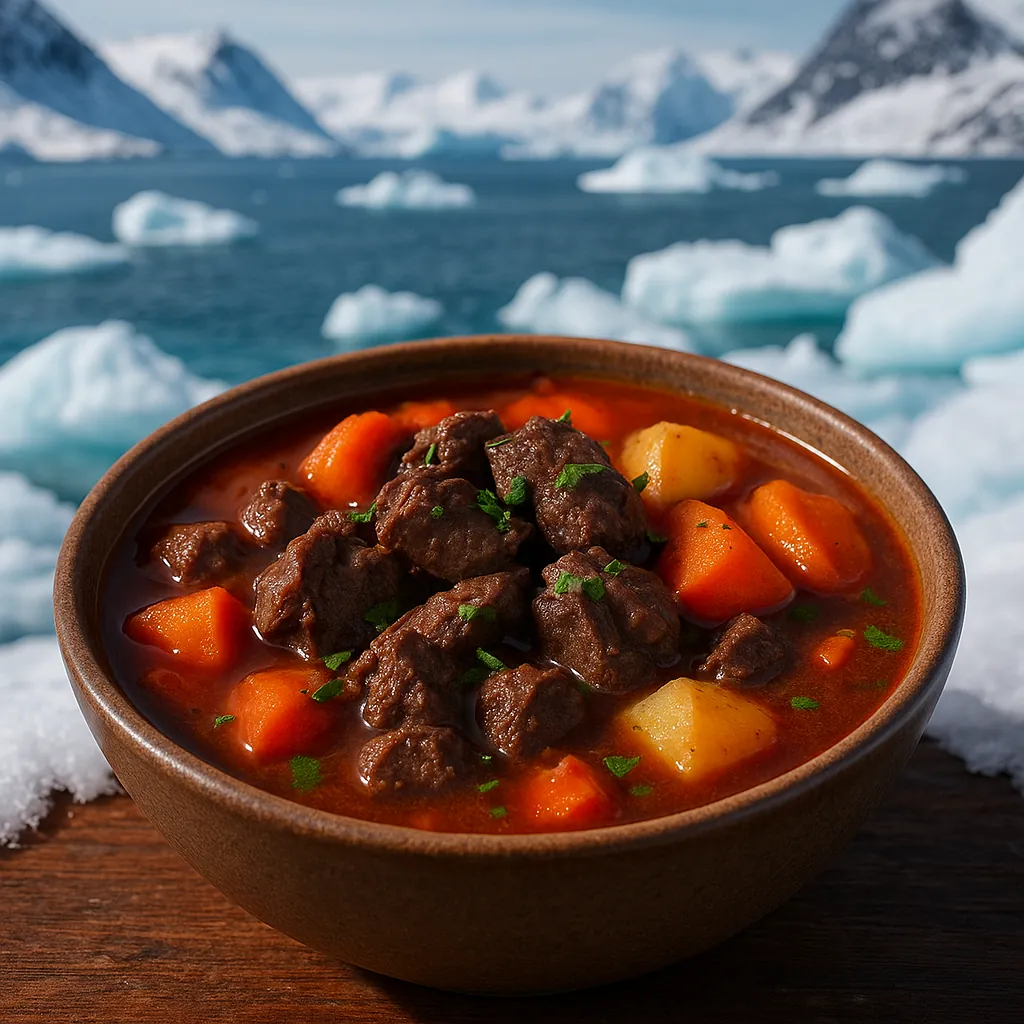 Enjoy an online jigsaw puzzle designed for browser play, featuring a comforting food scene with a steaming bowl of beef stew.