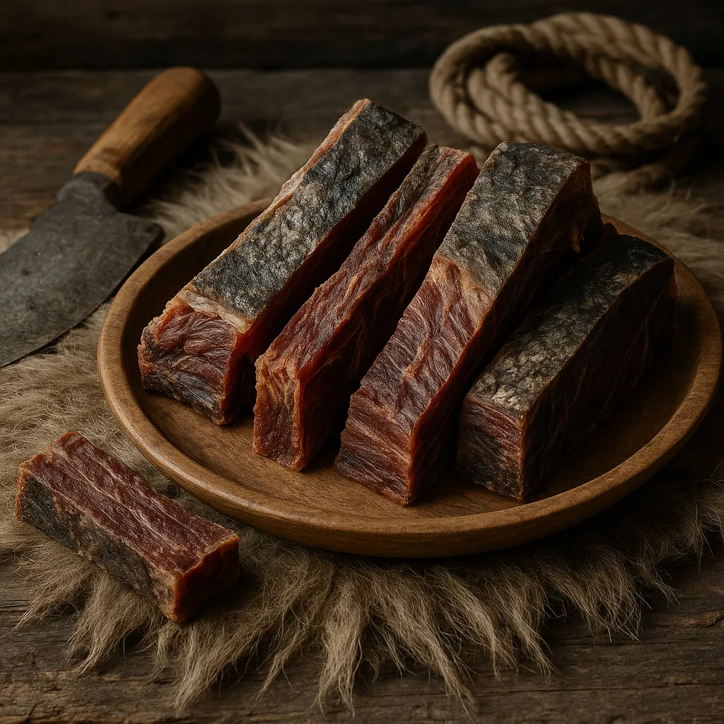 Enjoy an online jigsaw puzzle designed for browser play, featuring a rustic food scene of cured meat slices artfully arranged on a wooden plate.