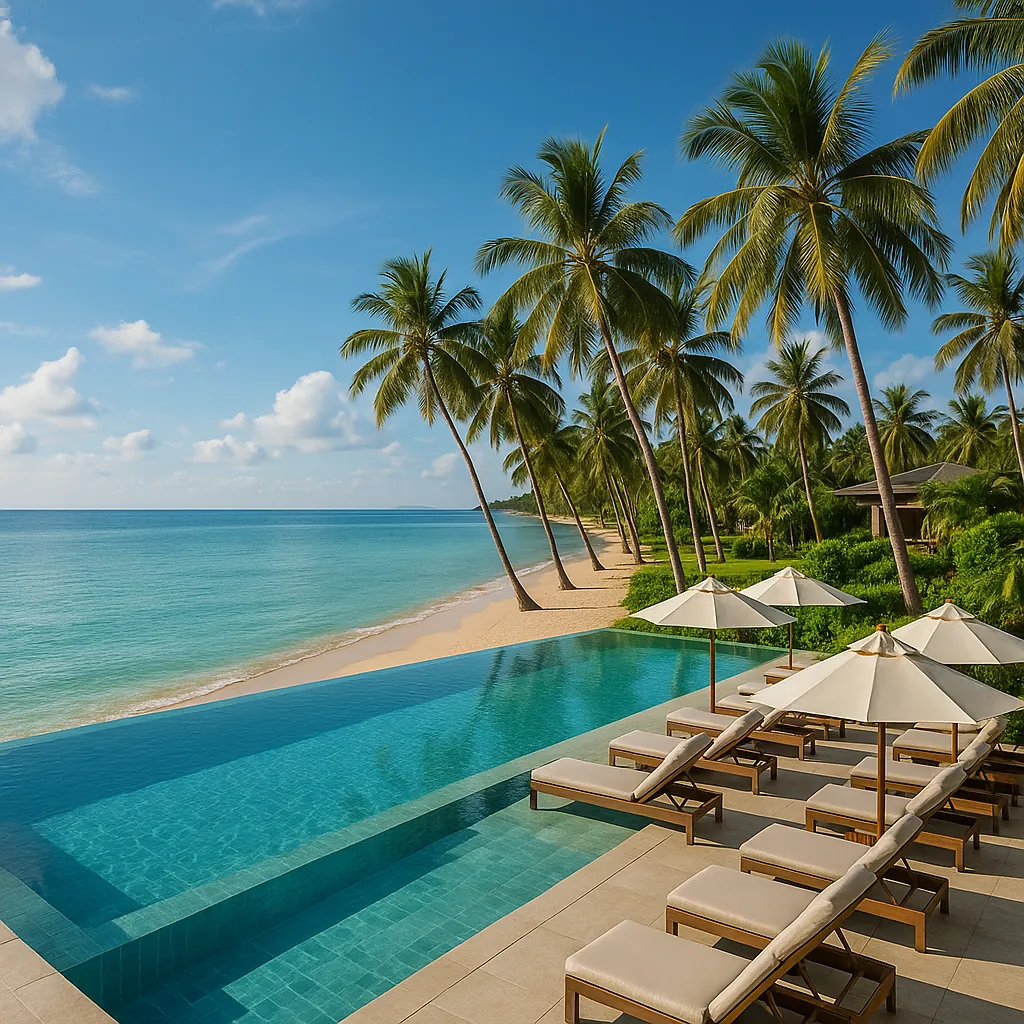Here’s an online jigsaw puzzle you can play in your browser, focused on a tranquil beach resort scene that celebrates nature and coastal relaxation.