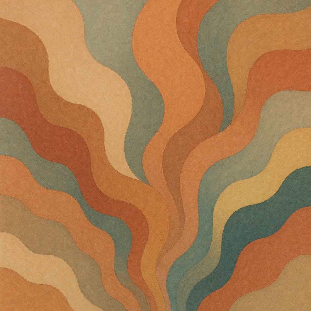 Enjoy an online jigsaw puzzle designed for browser play, featuring an abstract, retro-inspired art composition.