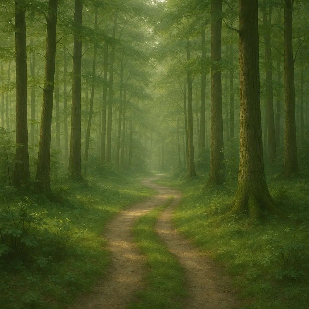 Enjoy an online jigsaw puzzle designed for browser play, featuring a tranquil forest scene rich in nature and greenery.