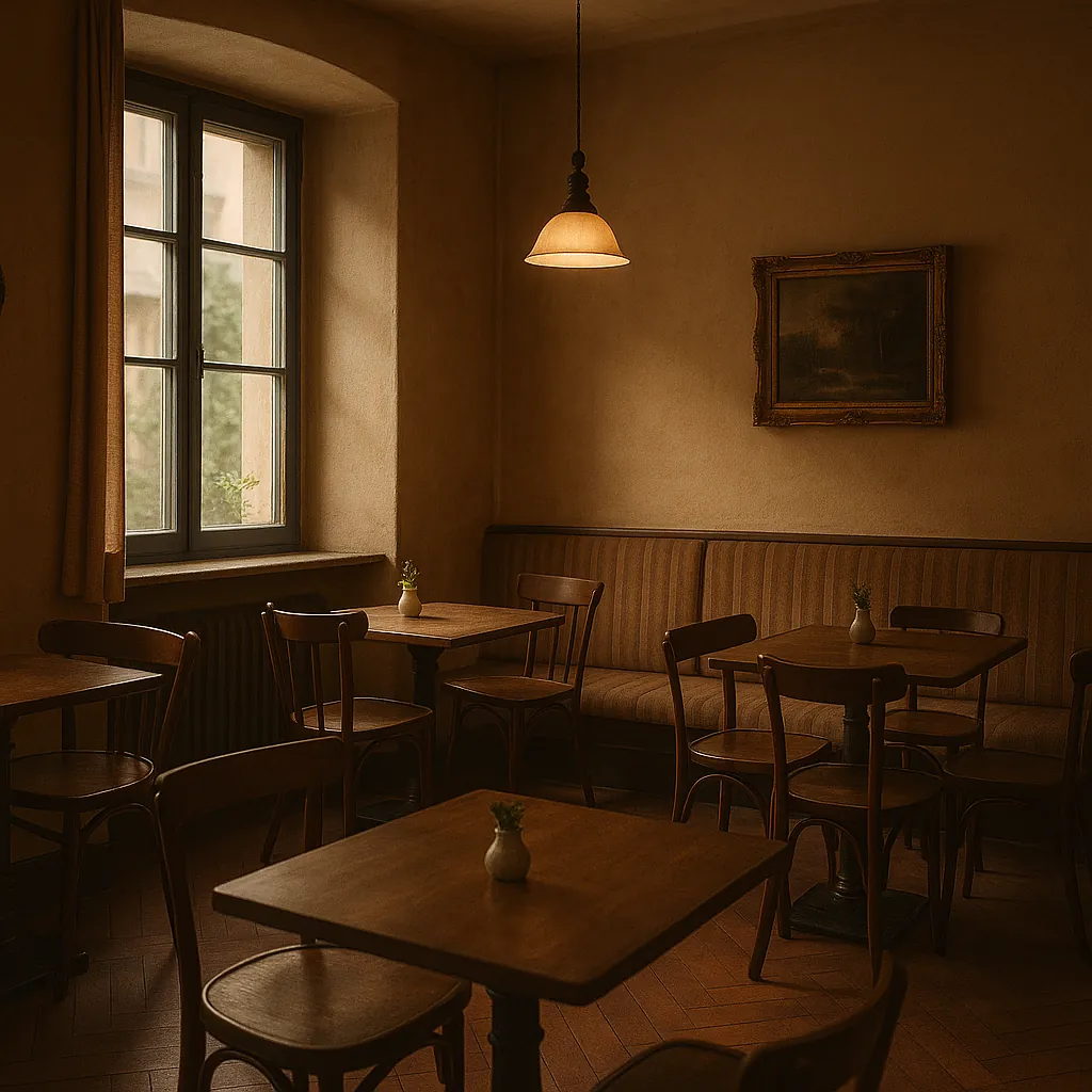 Enjoy an online jigsaw puzzle designed for browser play, featuring a cozy café interior that invites a peaceful, atmospheric scene.