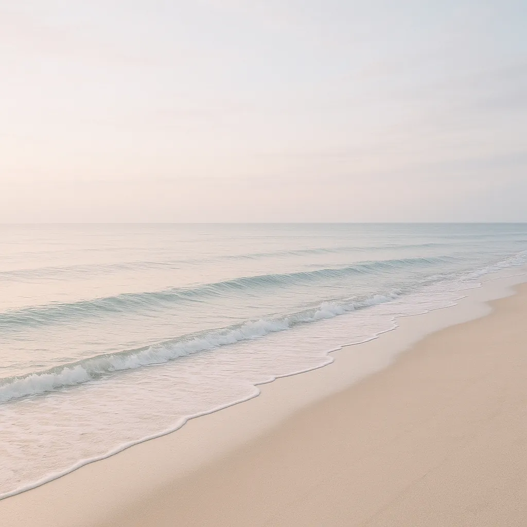 Enjoy an online jigsaw puzzle designed for browser play, featuring a serene seaside scene of soft sand meeting gentle waves.