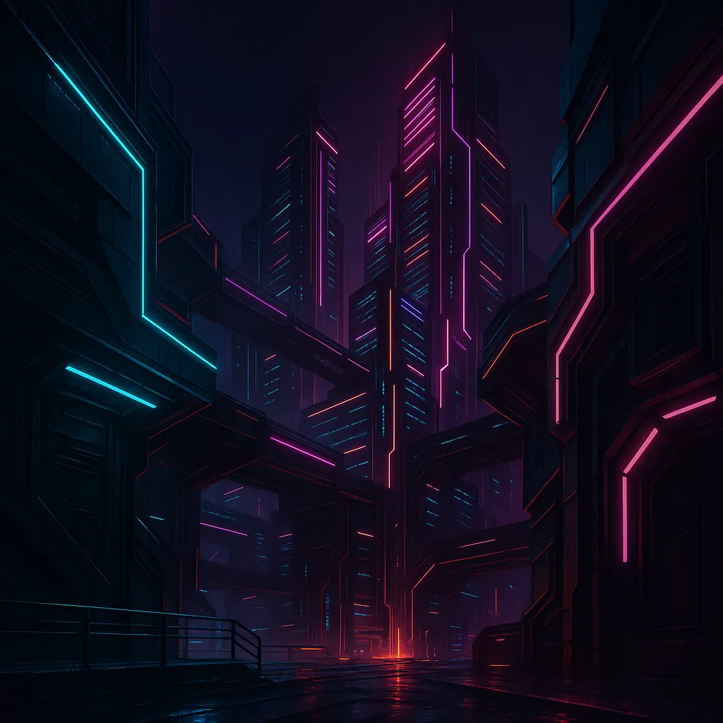 This online jigsaw puzzle features a neon-lit, futuristic cityscape perfect for browser play, with a strong cyberpunk and urban night theme.