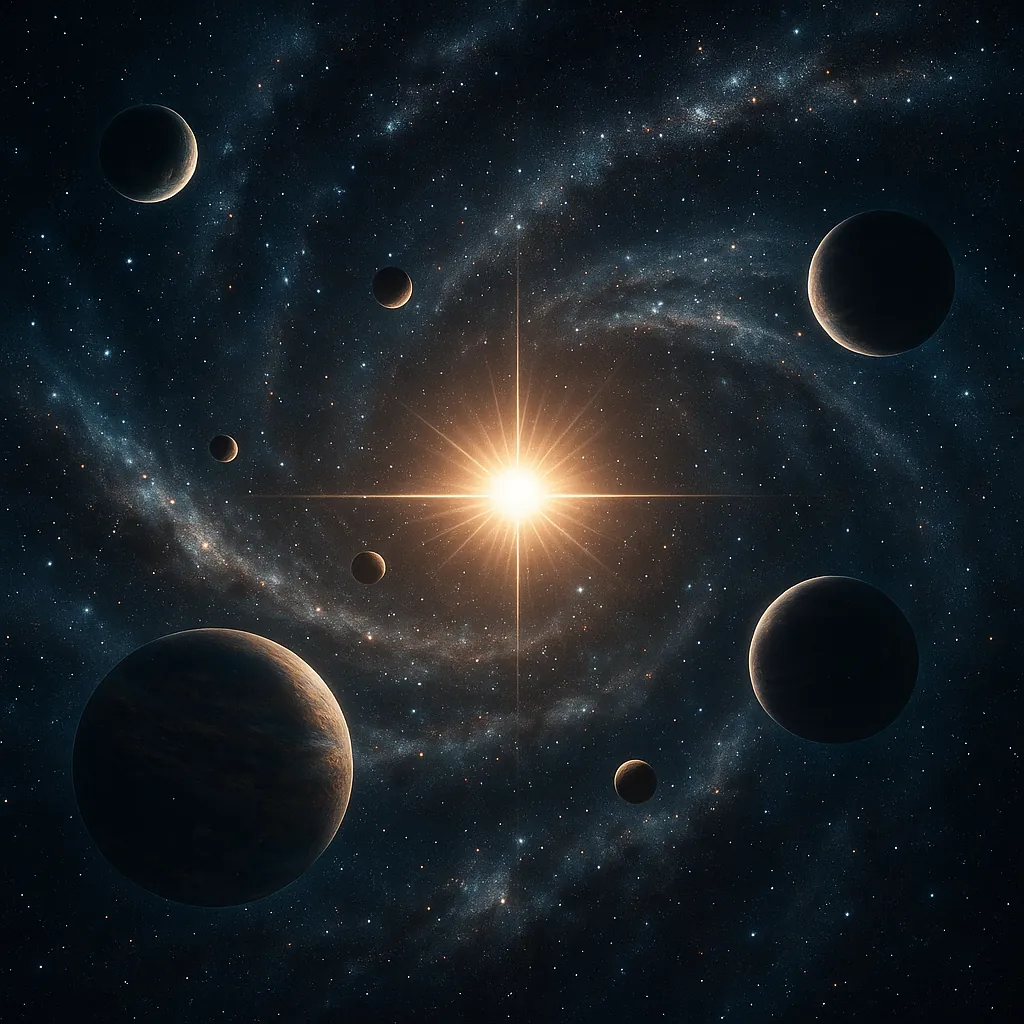 Enjoy an online jigsaw puzzle designed for browser play, featuring a breathtaking space scene of planets and stars set against a swirling galaxy.