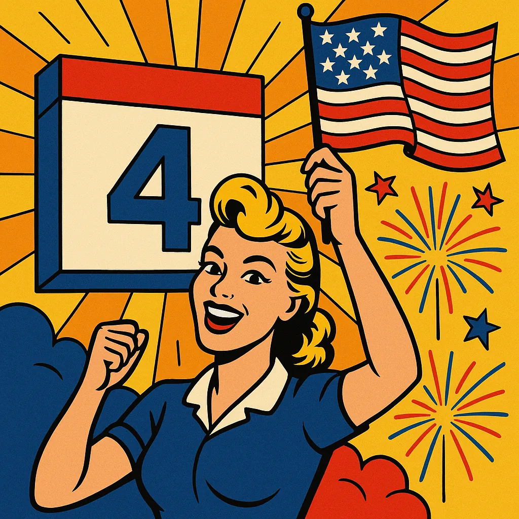Enjoy an online jigsaw puzzle designed for browser play, featuring a cheerful, patriotic illustration perfect for Americana and holiday lovers.