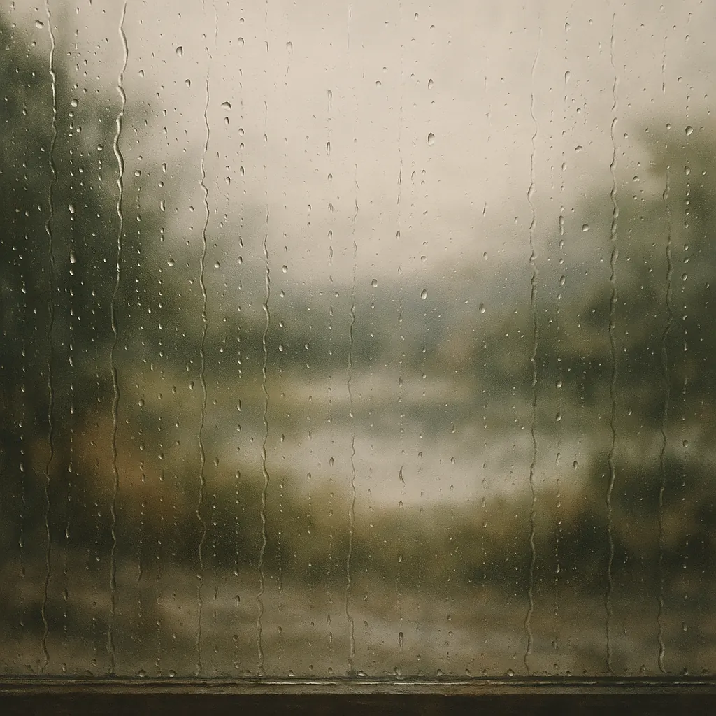 Enjoy an online jigsaw puzzle designed for browser play, featuring a tranquil rainy-window scene that leans into nature and atmosphere.