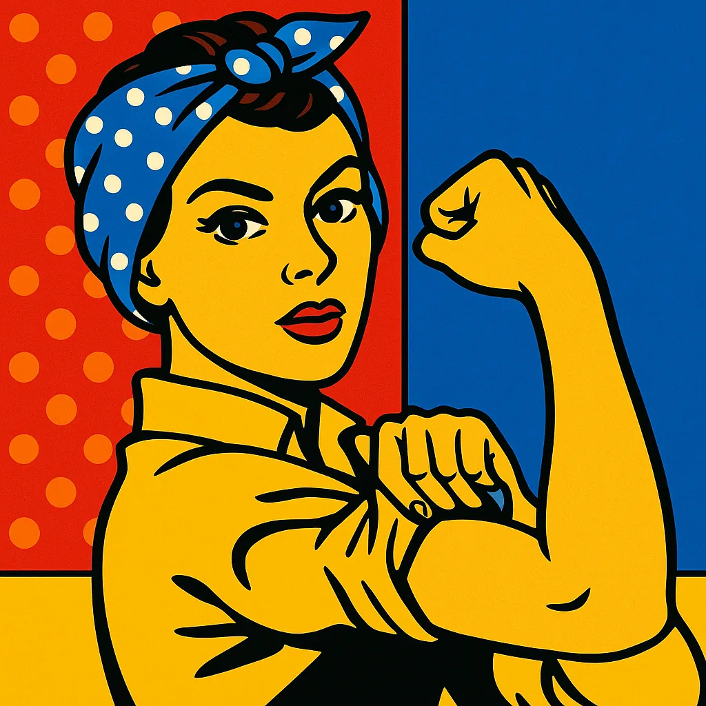 Enjoy an online jigsaw puzzle designed for browser play, featuring bold pop art and a vintage-inspired portrait that celebrates strength and style.