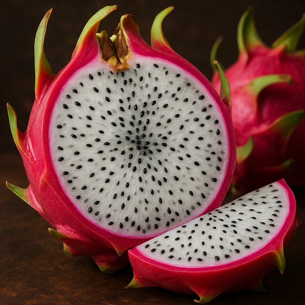 Enjoy an online jigsaw puzzle designed for browser play, featuring a vibrant food still life of fresh dragon fruit.