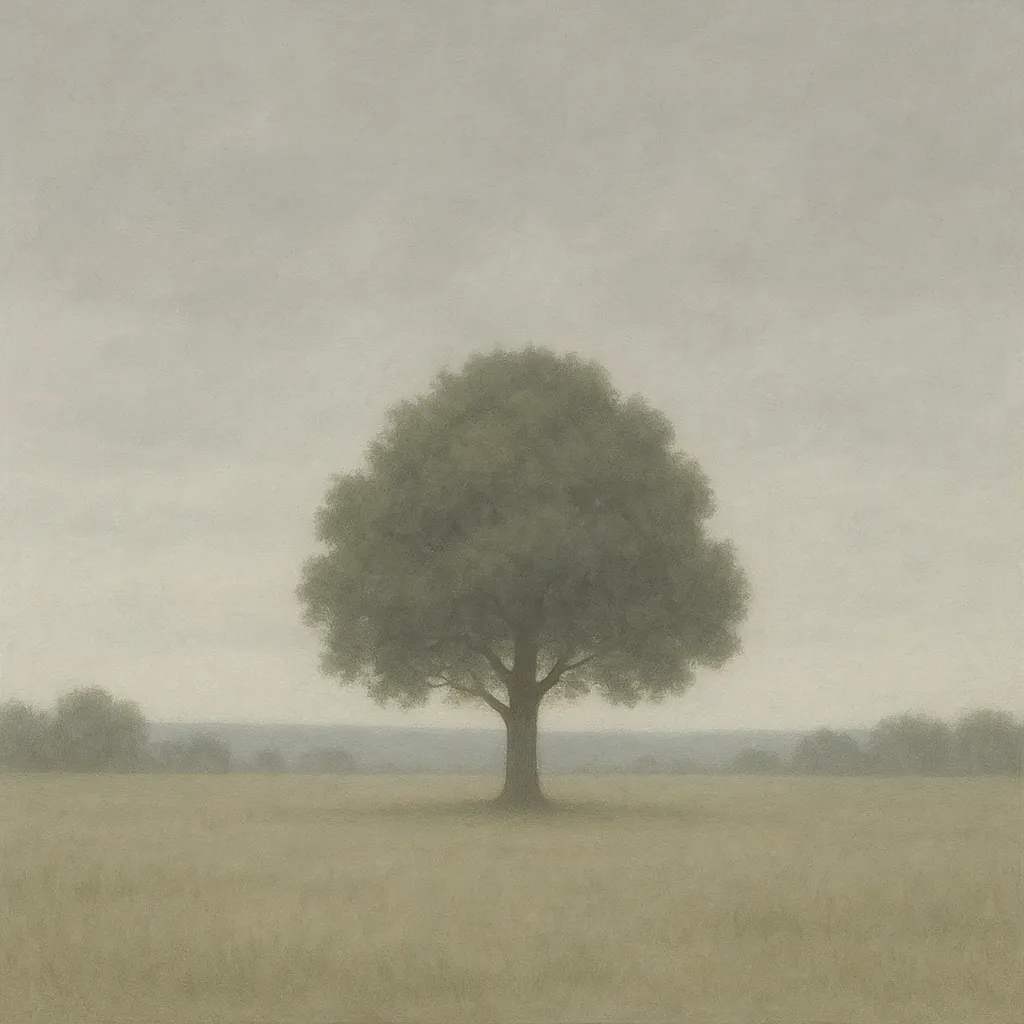 This online jigsaw puzzle features a lone tree standing in a wide, misty field — a peaceful nature scene you can enjoy right in your browser.