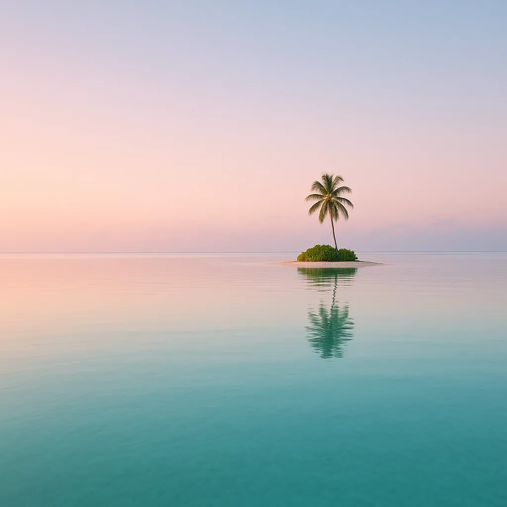 Enjoy an online jigsaw puzzle designed for browser play, featuring a tiny tropical island set against a graceful seascape and pastel sky.