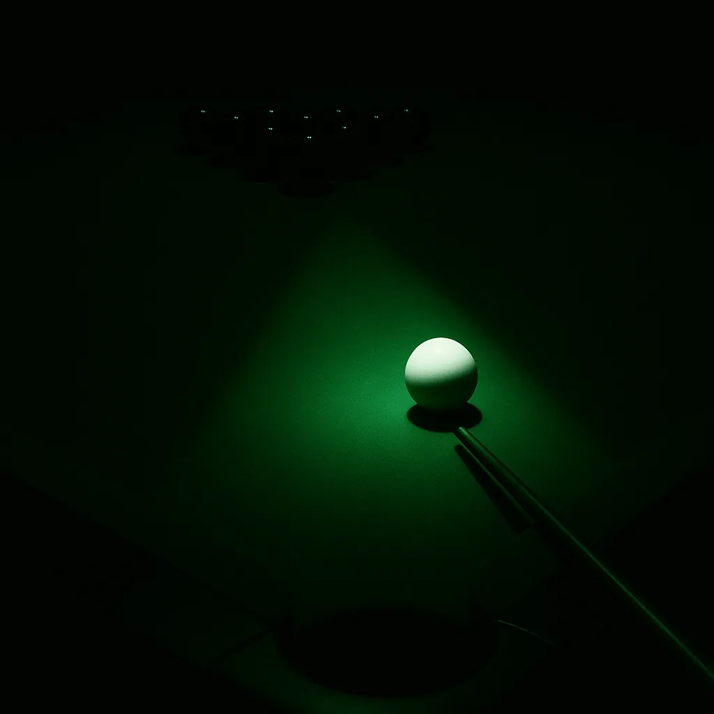 Enjoy an online jigsaw puzzle designed for browser play, featuring a moody pool table scene that centers on billiards and sport.