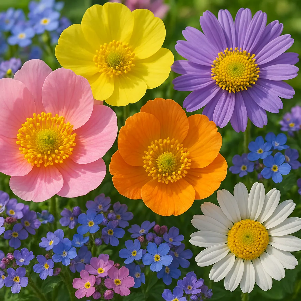 Enjoy an online jigsaw puzzle designed for browser play, featuring a bright, floral nature scene full of colorful blooms.