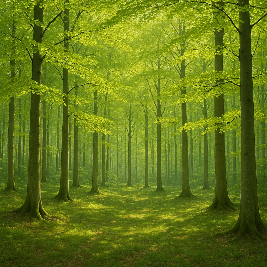Enjoy an online jigsaw puzzle designed for browser play, featuring a serene green forest scene that celebrates nature.