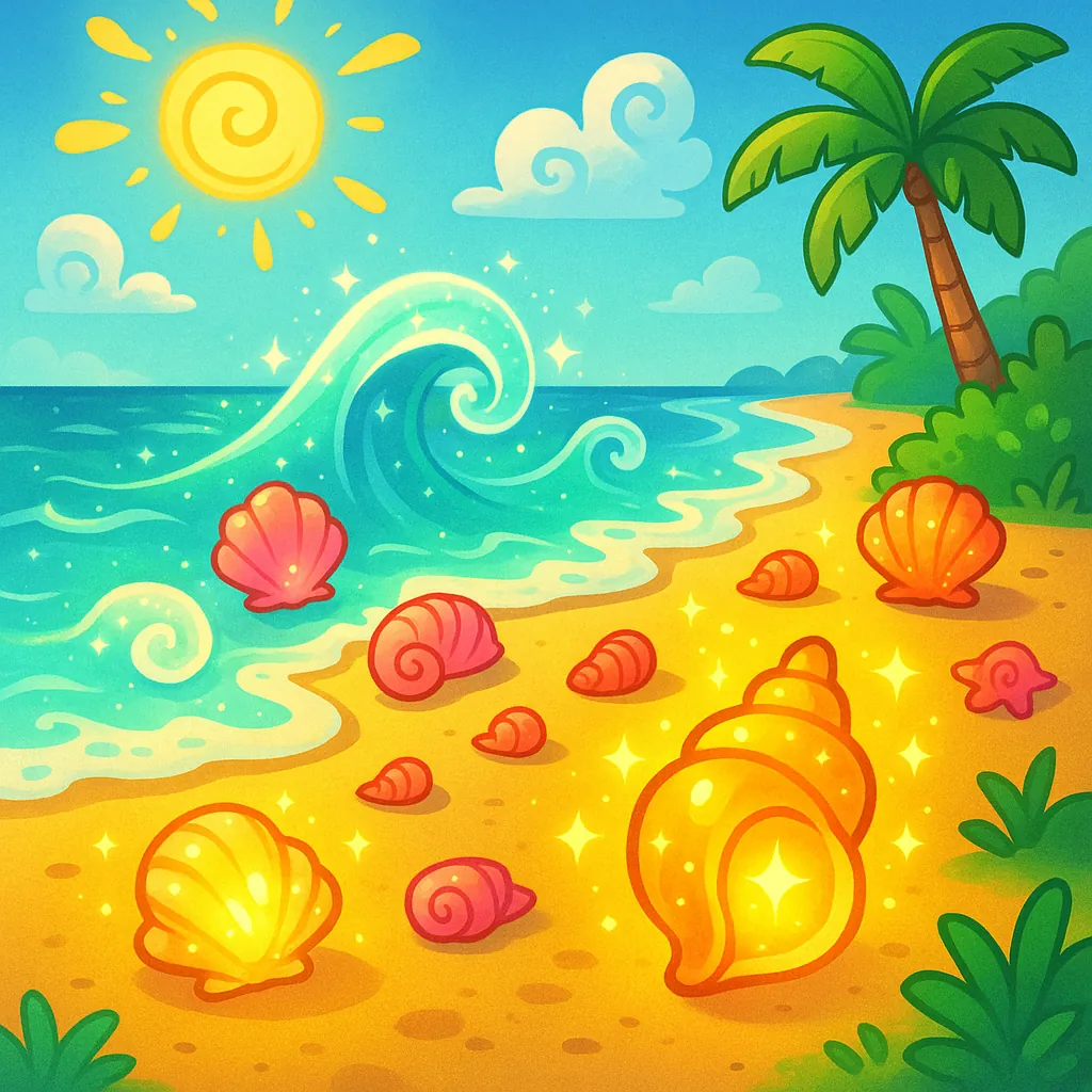 Enjoy an online jigsaw puzzle designed for browser play, featuring a bright and whimsical beach scene.