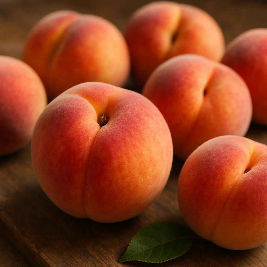 Enjoy an online jigsaw puzzle designed for browser play, featuring a close-up still life of ripe peaches that celebrates food and natural textures.