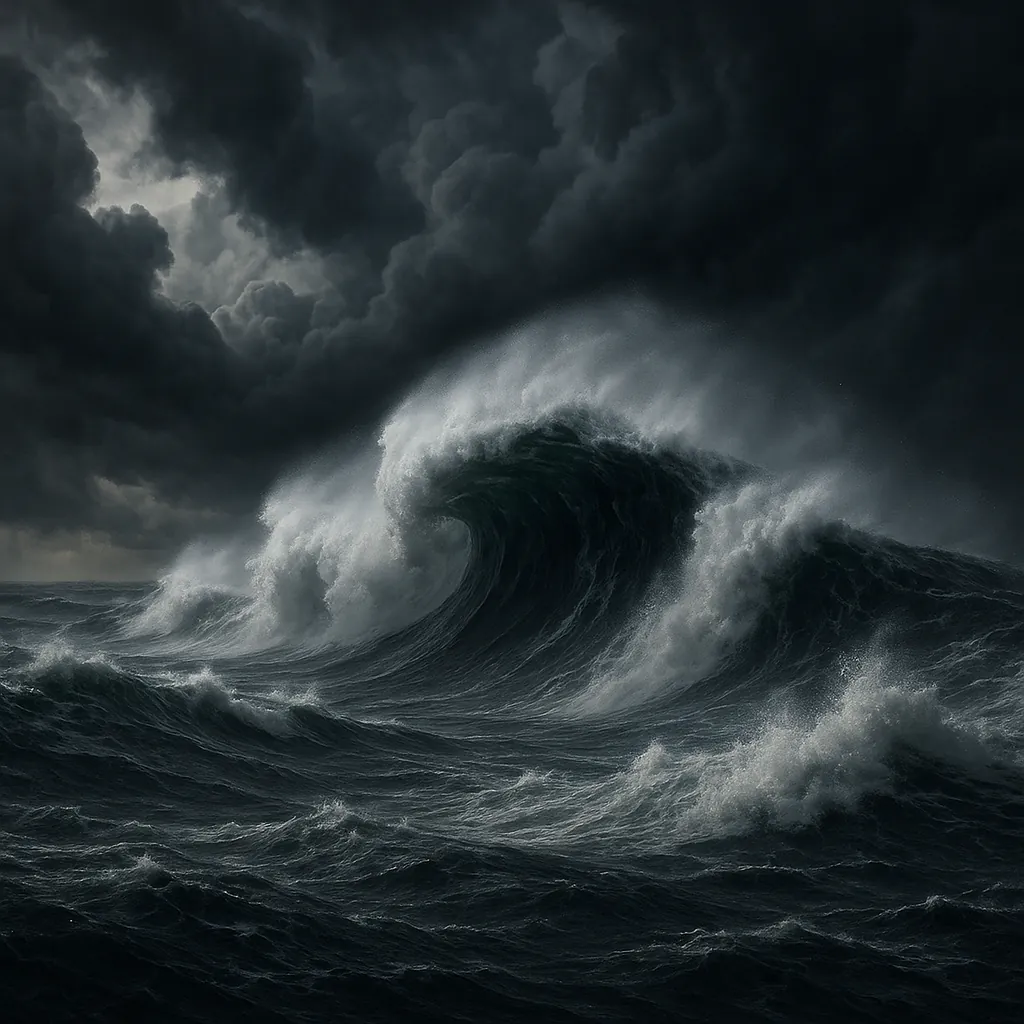 Enjoy an online jigsaw puzzle designed for browser play, featuring the raw power of a stormy ocean.