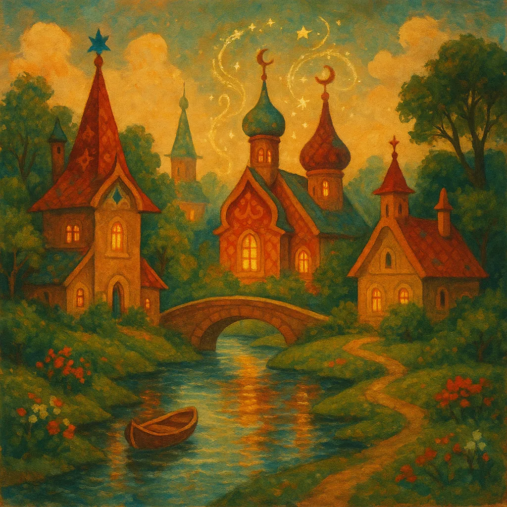 Enjoy an online jigsaw puzzle designed for browser play, featuring a cozy fantasy village scene that blends art and nature.