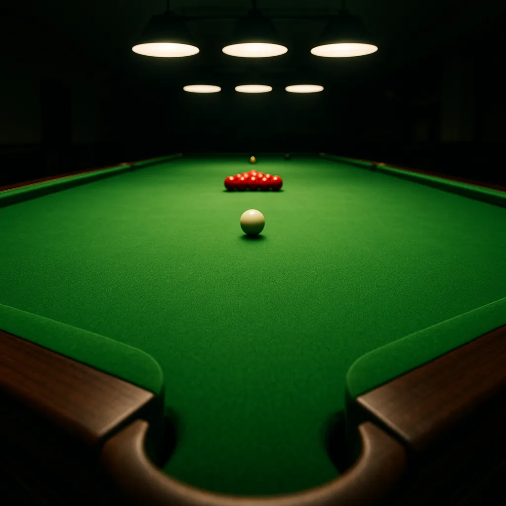 Enjoy an online jigsaw puzzle designed for browser play, featuring a classic snooker table scene that celebrates the quiet sport of billiards.