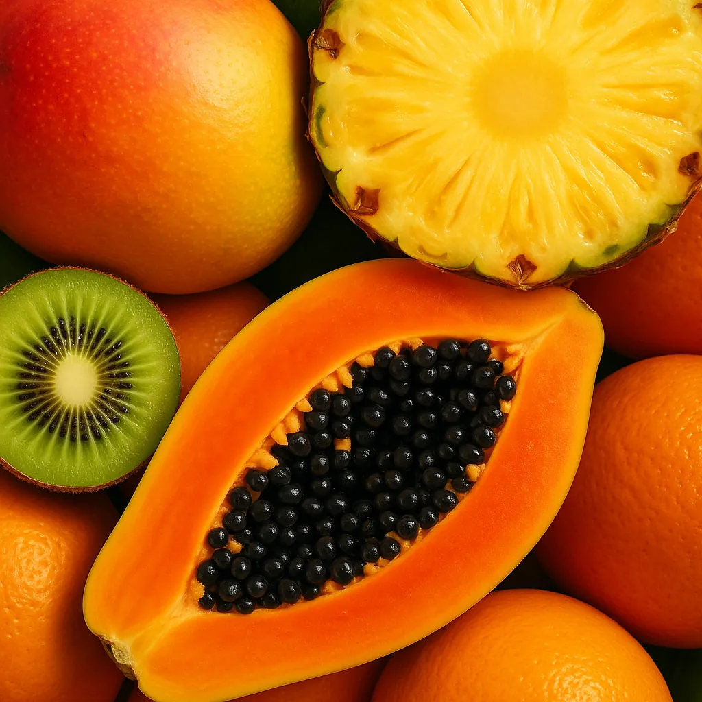 Enjoy an online jigsaw puzzle designed for browser play, featuring a vibrant tropical fruit still life perfect for food lovers.