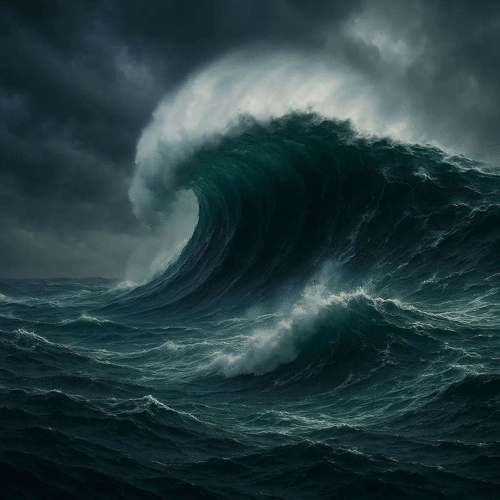 Enjoy an online jigsaw puzzle designed for browser play, featuring the dramatic power of the ocean in stormy nature scenery.