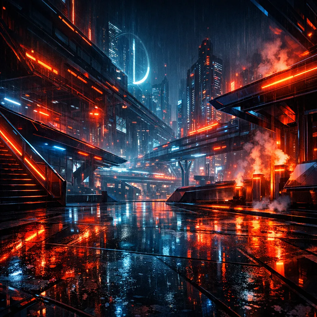 Enjoy an online jigsaw puzzle designed for browser play, featuring a neon-lit cyberpunk cityscape that blends futuristic architecture and urban night life.