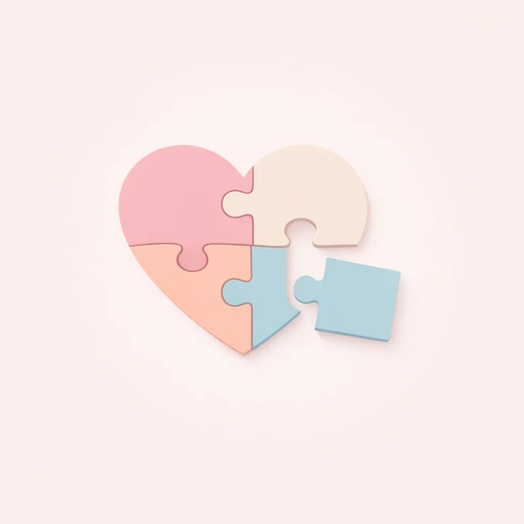 This online jigsaw puzzle features a pastel heart made from interlocking pieces, perfect for a calm, heart-themed scene you can play right in your browser.