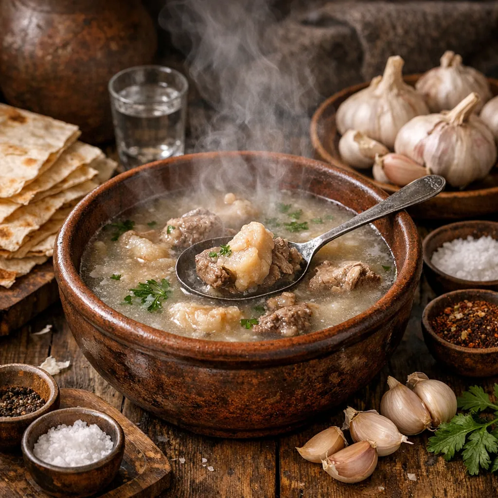 Enjoy an online jigsaw puzzle designed for browser play, featuring a cozy food scene of a steaming bowl of soup.
