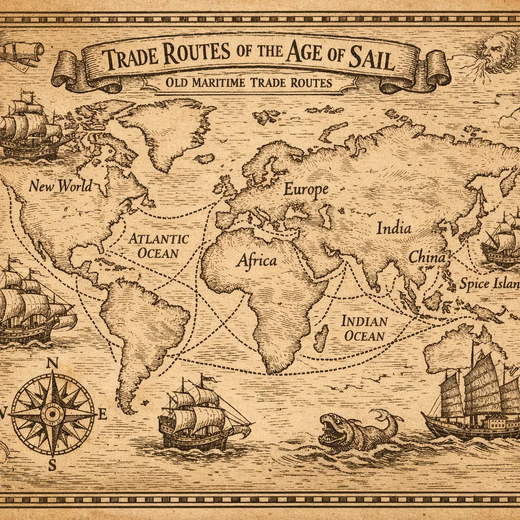 Enjoy an online jigsaw puzzle designed for browser play, featuring a vintage nautical map theme that celebrates old maritime trade routes.