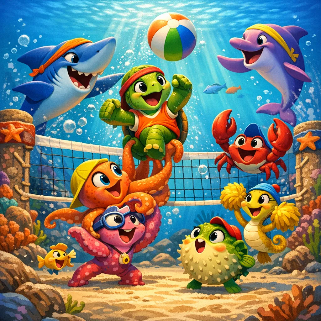 Enjoy an online jigsaw puzzle designed for browser play, featuring a cheerful underwater animal scene full of playful sea friends.