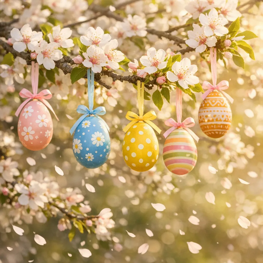 Enjoy an online jigsaw puzzle designed for browser play, featuring a springtime Easter scene that blends nature and holiday cheer.