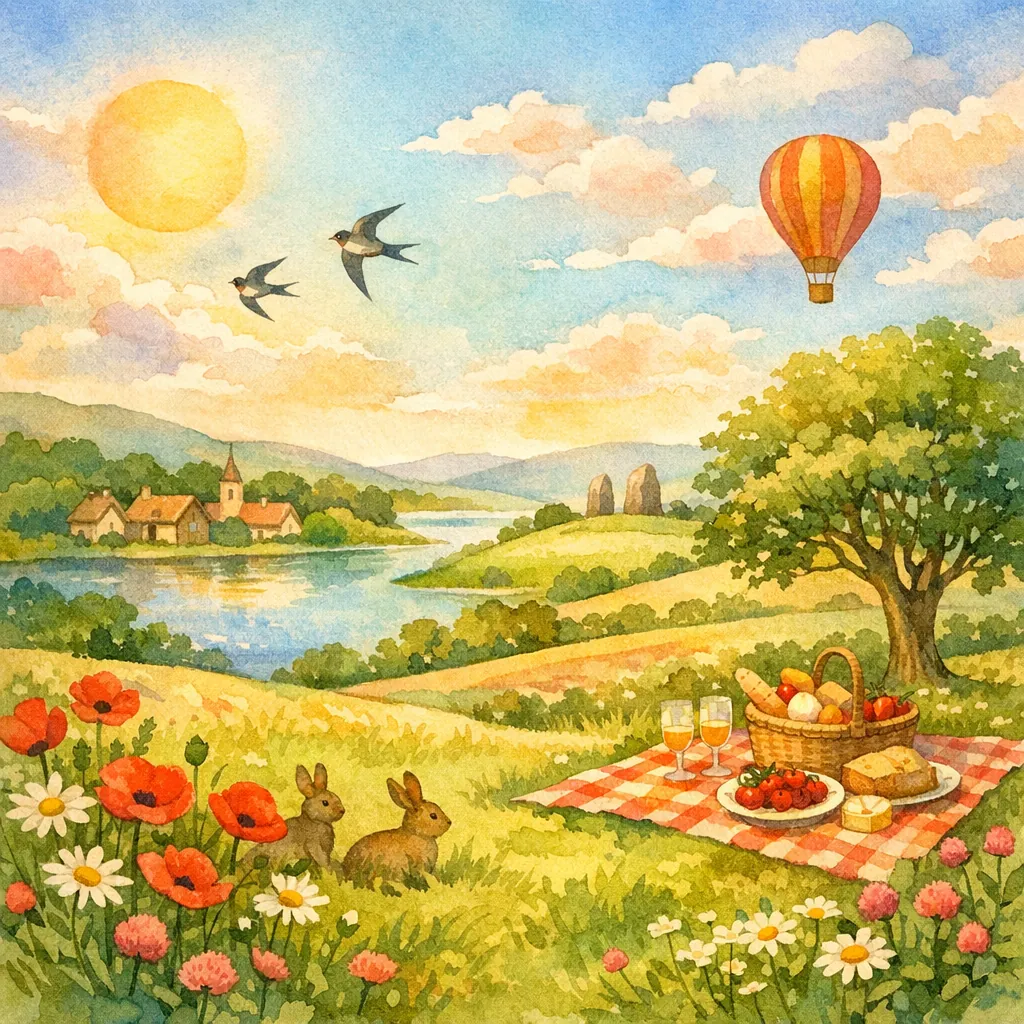 Enjoy an online jigsaw puzzle designed for browser play, featuring a warm countryside picnic scene that blends nature and cozy still life.