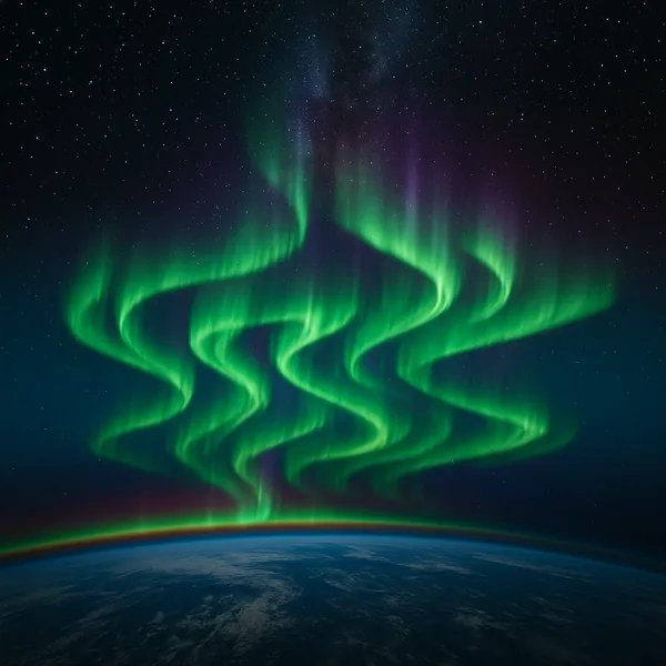 This stunning image captures the ethereal beauty of the Northern Lights as seen from space.
