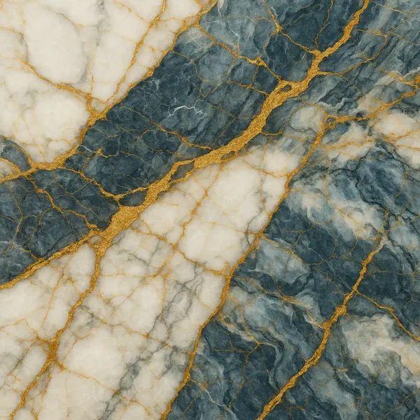 This image showcases a striking piece of marble characterized by its intricate network of gold veins.