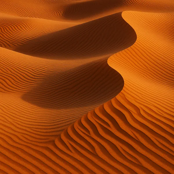 The image showcases a mesmerizing view of sand dunes, characterized by their smooth, flowing contours and intricate patterns.