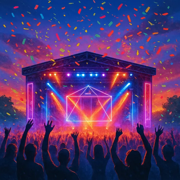 This image captures the electrifying atmosphere of a summer music festival.