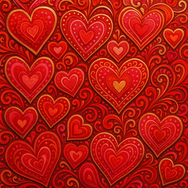 This image showcases a vibrant and intricate pattern of hearts, perfect for a Valentine's Day theme.
