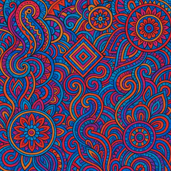 This image showcases a vibrant and intricate design filled with psychedelic color patterns.