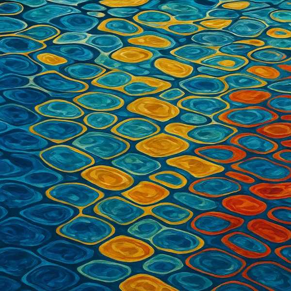 This image features a mesmerizing pattern reminiscent of water ripples, with a vibrant blend of colors.