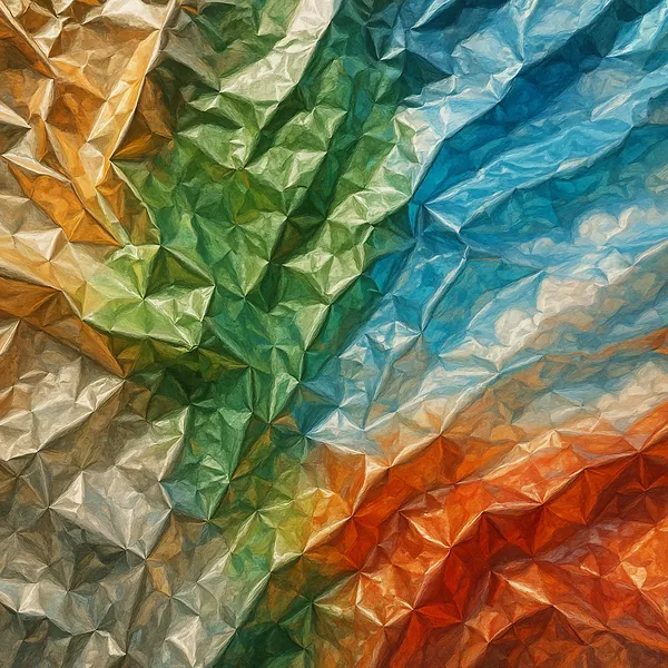 This image showcases a vibrant and textured depiction of crinkled metallic foil.