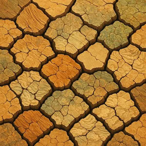 This image showcases a striking pattern of cracked, dry earth typical of arid desert landscapes.