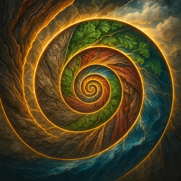 This image showcases a captivating fractal spiral with luminous edges that radiate a warm, golden glow.
