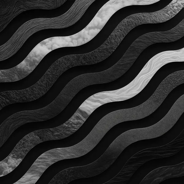 This image showcases a minimalist design composed of wavy lines in black and white.