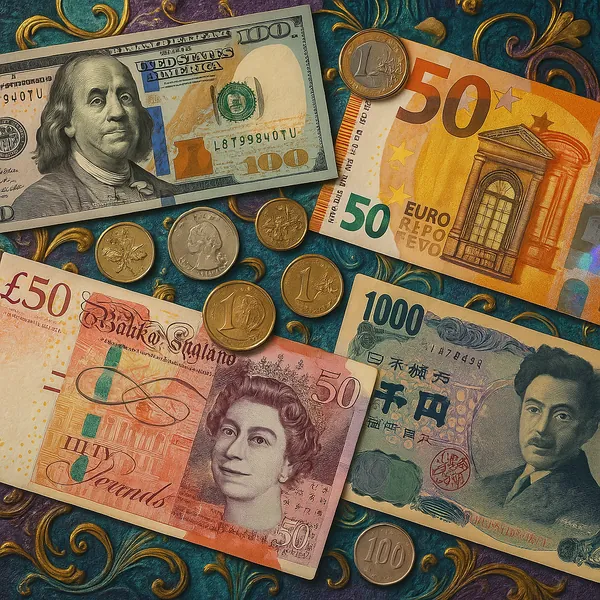 Arcane Treasury — World Currencies Flatlay jigsaw puzzle