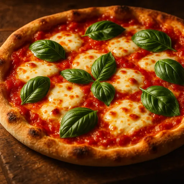 Discover a puzzle with a mouthwatering Margherita pizza: vibrant red tomato sauce, creamy white mozzarella bubbles, and glossy green basil leaves set against a