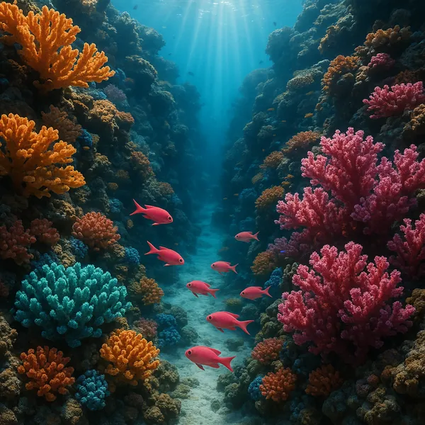 Discover a puzzle with a tranquil underwater coral canyon teeming with color.