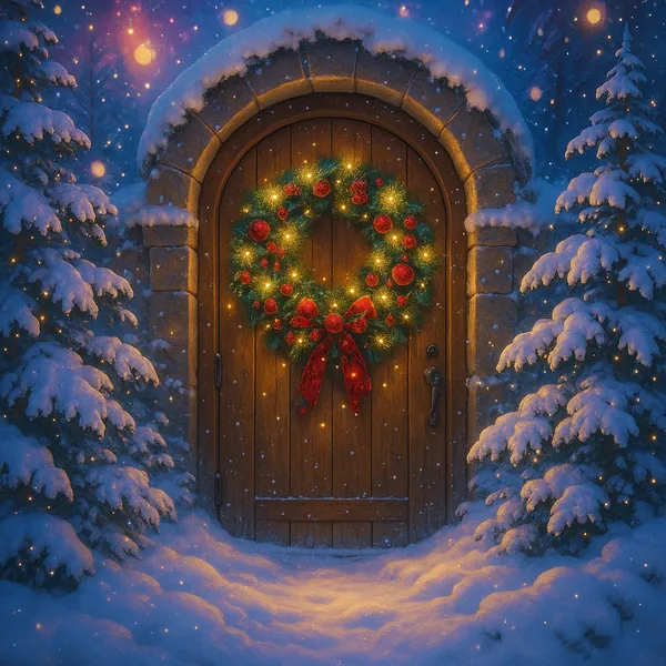 This image features a charming Christmas scene perfect for a jigsaw puzzle.