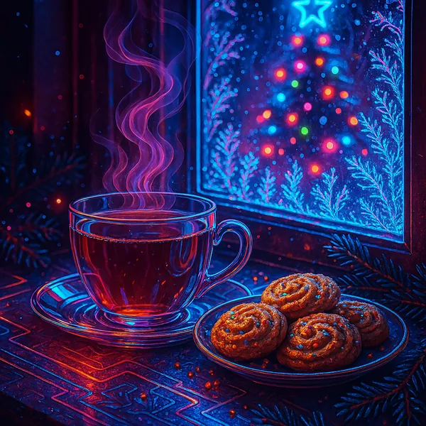 This image features a cozy scene ideal for a Christmas & New Year-themed puzzle.