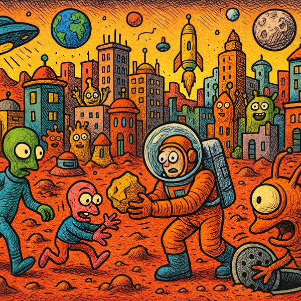 Humorous Urban Scene on Mars jigsaw puzzle
