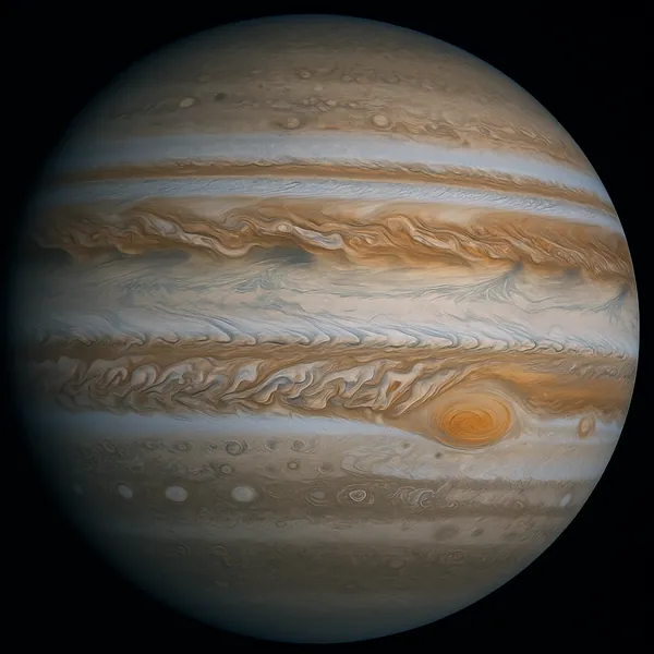 Discover a puzzle with a detailed close-up of Jupiter, showcasing its swirling cloud bands and the iconic Great Red Spot in beautiful, natural tones.